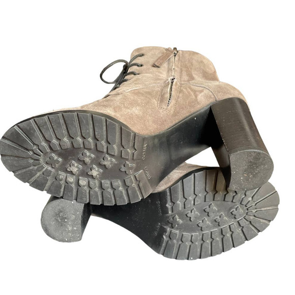 Davos Gomma Womens Suede Lace-Up Heeled Ankle Bootie Side Zip Size 6US Tan - Picture 7 of 9